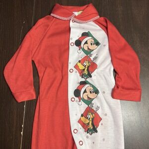 Vtg Disney Mickey & Pals Infant Sleeper Red Christmas Lg 18-22 lbs Lightweight